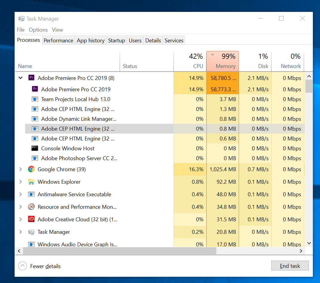 Premiere Pro Memory Usage