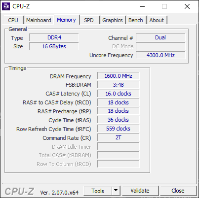 CPU-Z Memory Tab