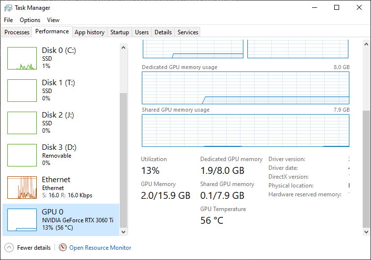 GPU temperature from Task Manager