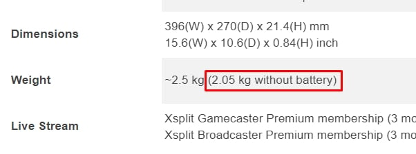 Laptop Battery Weight